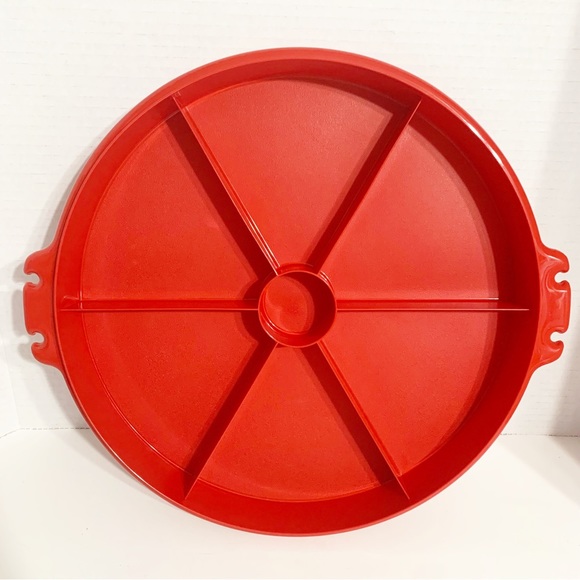 Vintage Tupperware 6 Sections Divided Party Susan Serving Relish Carrier Handle - Picture 9 of 13